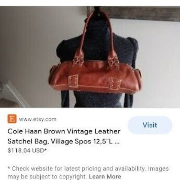 SOLD Cole Haan Village Spos Leather Barrel Bag Vtg 80s Vibe Country - Picture 10 of 11